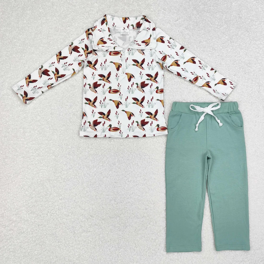 Sibling Baby Boys  Hunting Long Sleeve Zipper Pullvoer Top with Pants Outfit