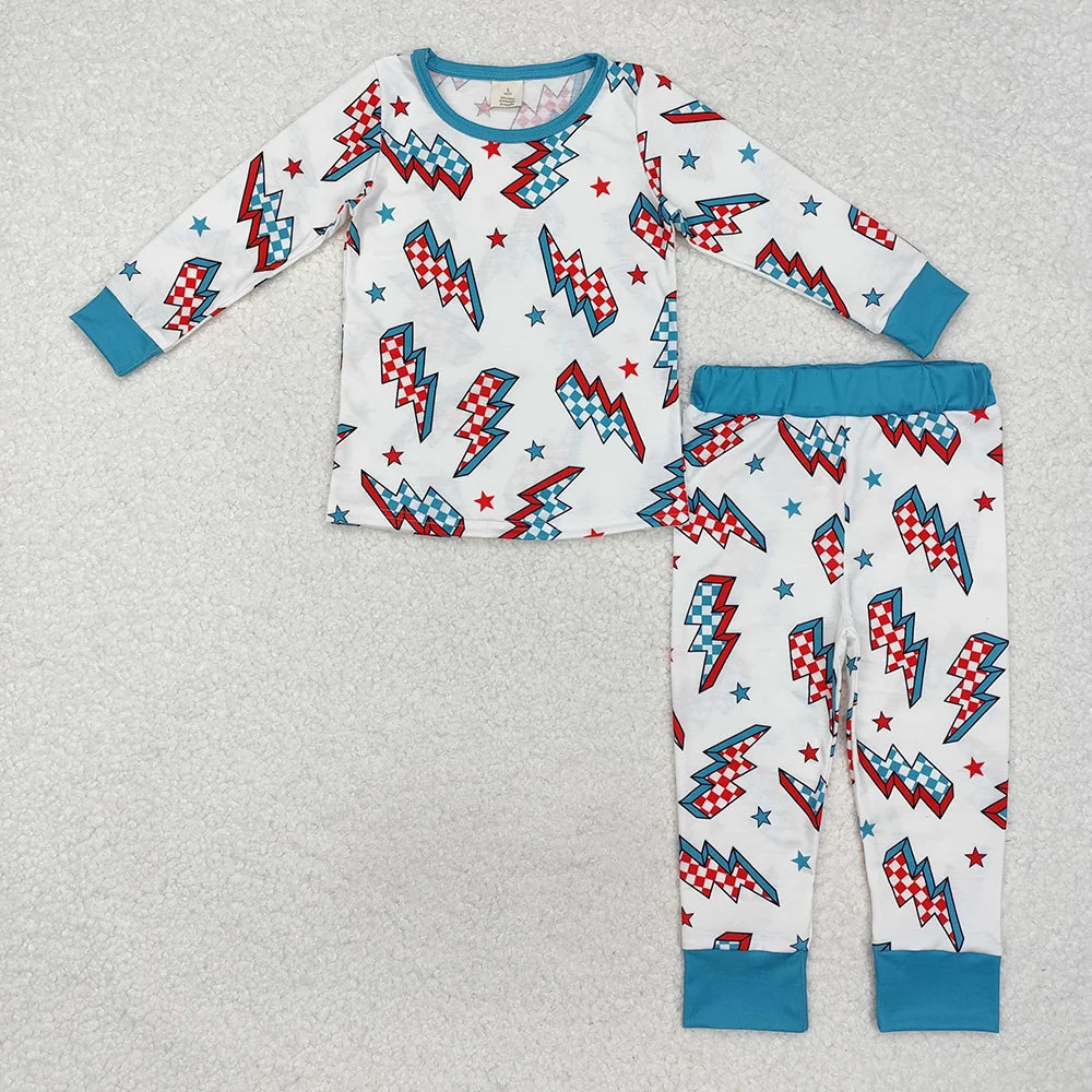 Baby Boys Christmas Light Print Long Sleeve Pajama Set