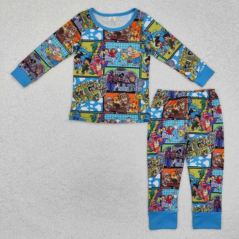 Sibling Boys Cartoon Animals Long Sleeve Pajama Set Zipper Romper