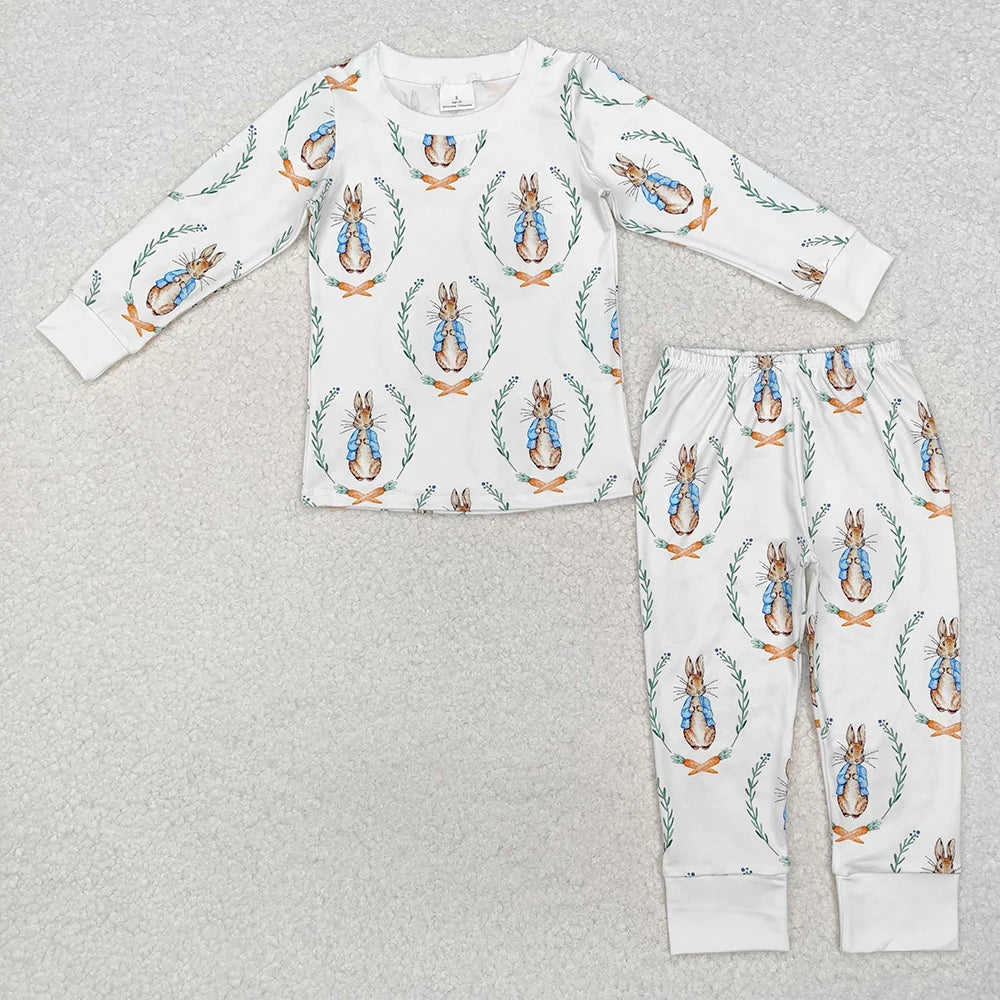 Sibling Baby Girls Boys Easter Rabbit Dress+Pajama Set