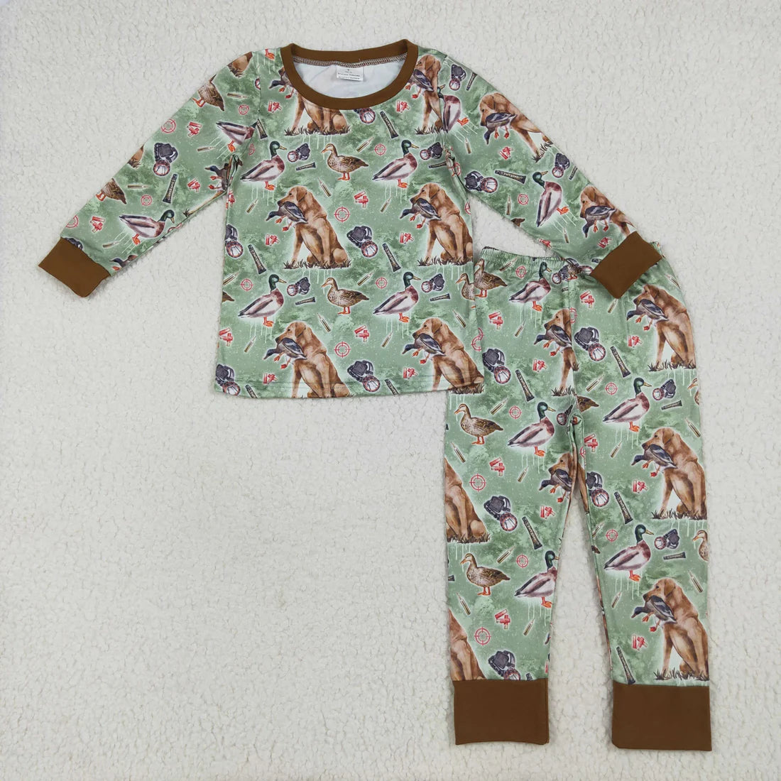 Sibling Baby Boys Southern Camo Ducks Dogs Deer Top Pants Hunting Pajamas Clothes Sets