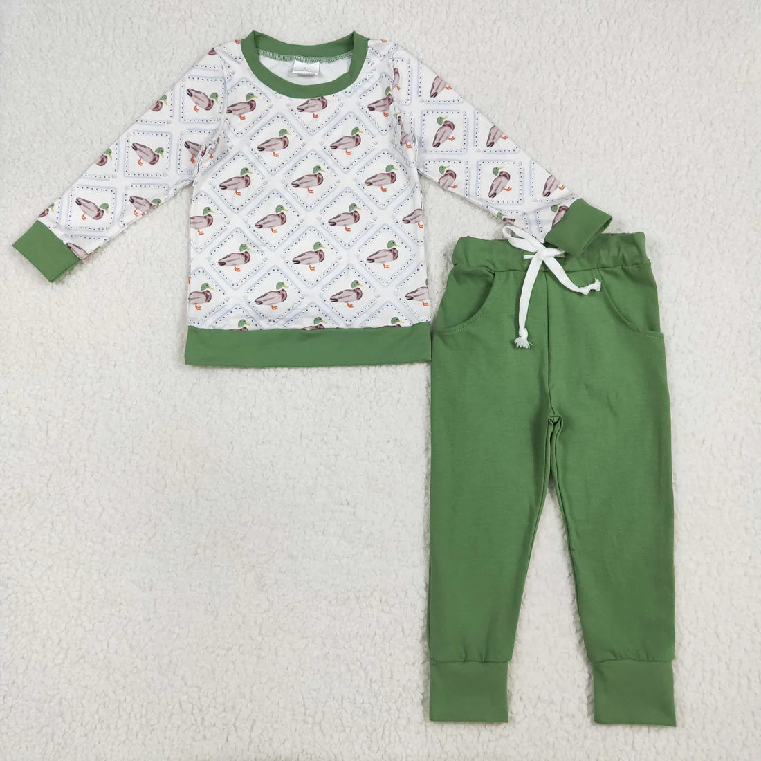 Sibling Baby Boys Southern Camo Ducks Dogs Deer Top Pants Hunting Pajamas Clothes Sets
