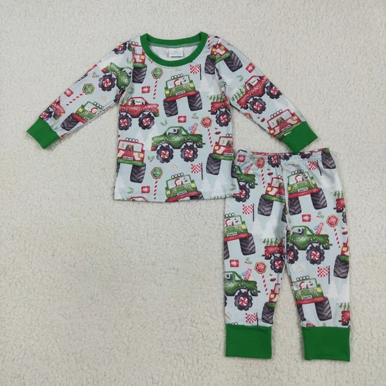 Sibling Baby Boys Christmas Santa Long Sleeve  Top Pants Outfit
