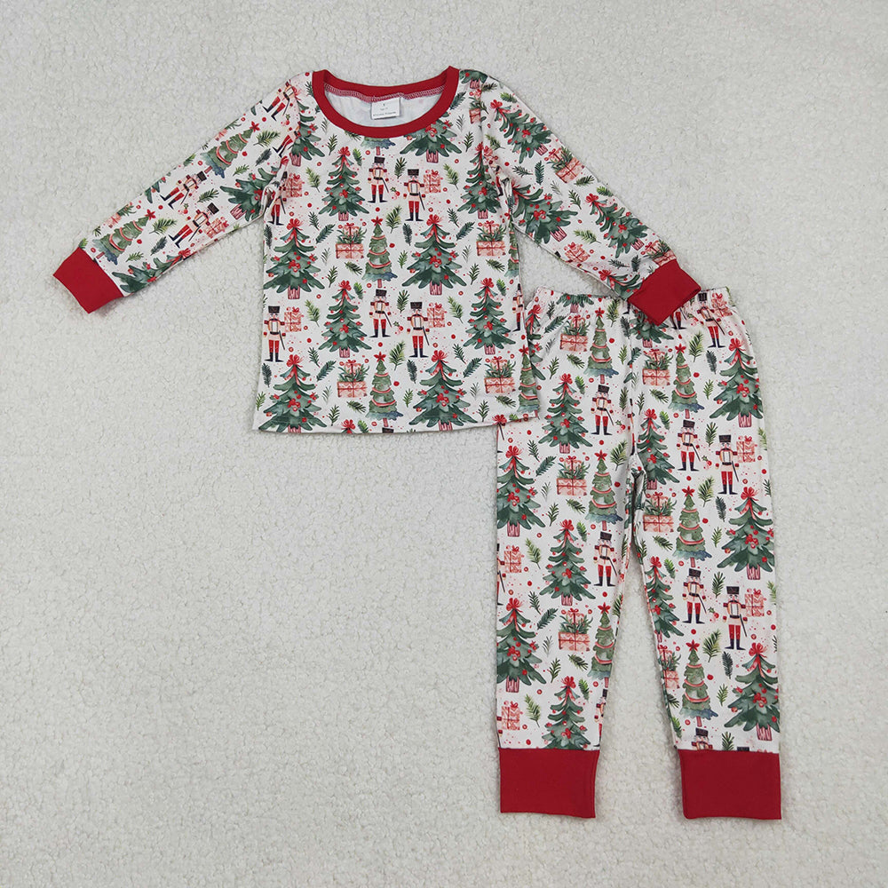 BLP1206 Nutcracke* Soldier Tree Holly Print Boys Christmas Pajamas Clothes Set