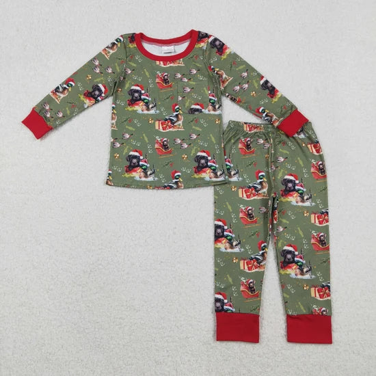 Sibling Baby Boys Christmas Santa Long Sleeve  Top Pants Outfit