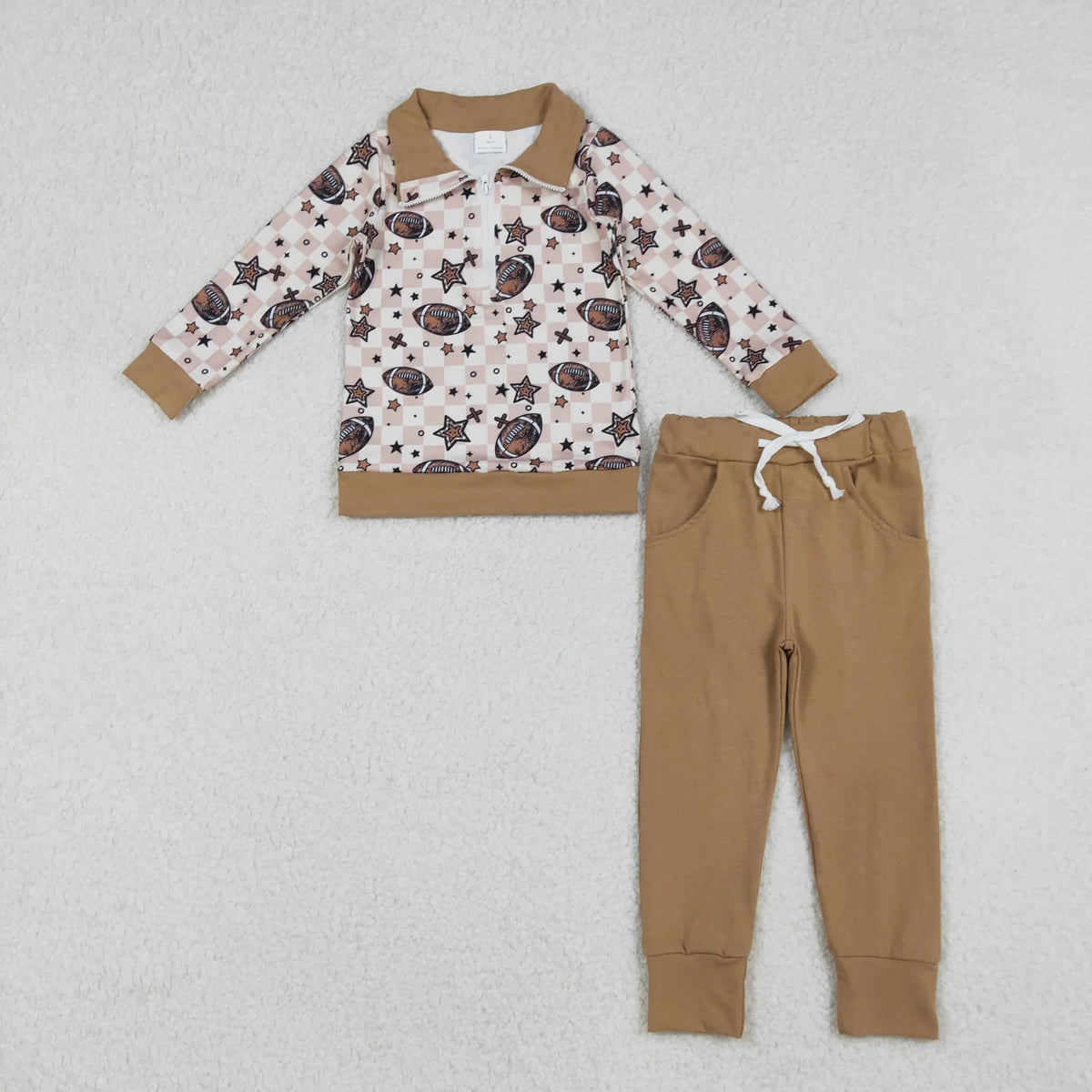 SIbling Girls Boys Football Pullover Team Outfit Hoodie Zipper Romper