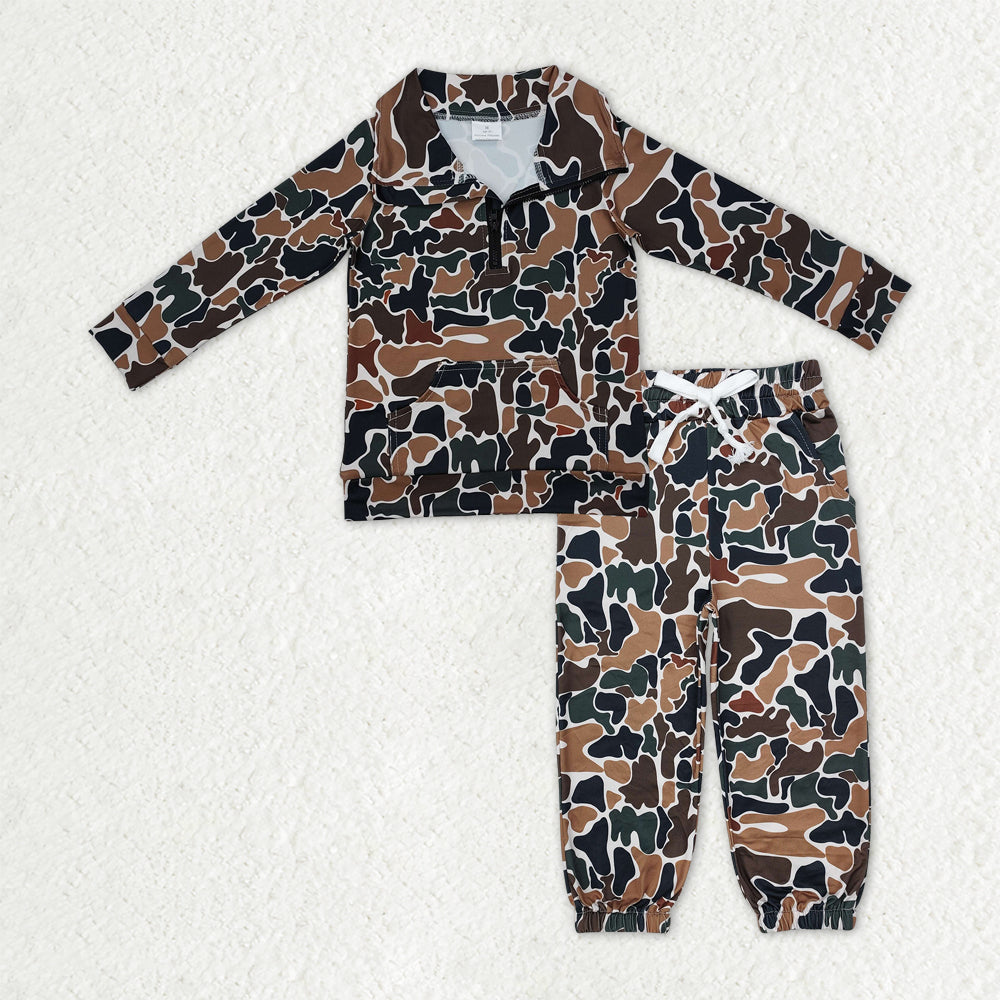 Mama and Me Southern Camo Zipper Pullover Top Pockets Jogger Pants Clothes Sets