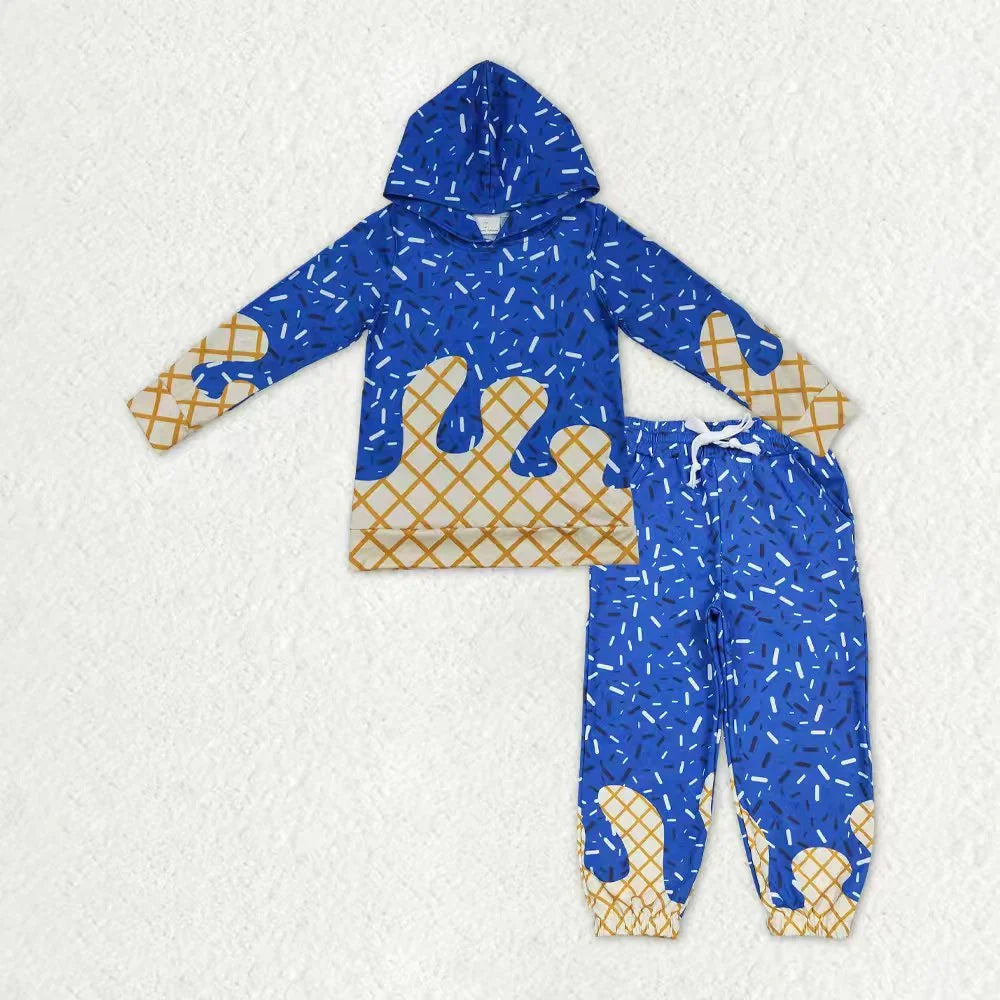Sibling Baby Boys Blue Sprinkles Drip Hoodie Top Jogger Outfit