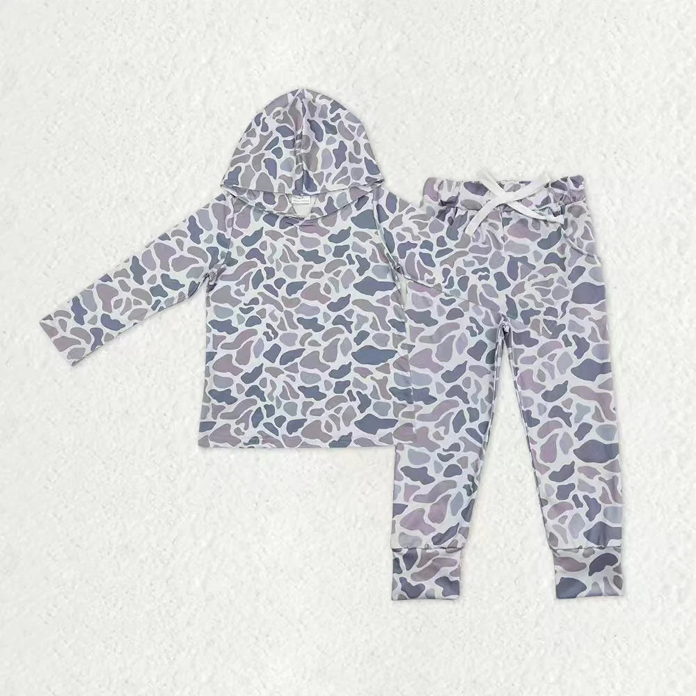 Baby Boys Hunting Grey Camo Hoodie Top Pocket Pants Outfit  BLP1331