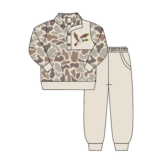 4.15 BLP1420 Preorder Duck Camo Pullover Top Pockets Pants Boys Clothes Set