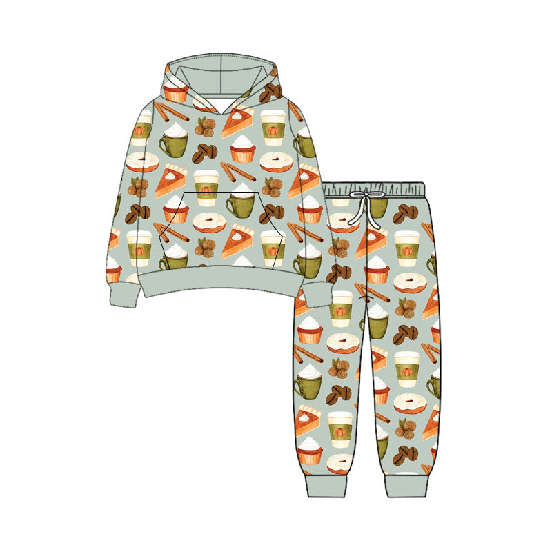 4.22 Preorder BLP1440 Pumpkin Pie Food Hoodie Top Kids Fall Clothes Set