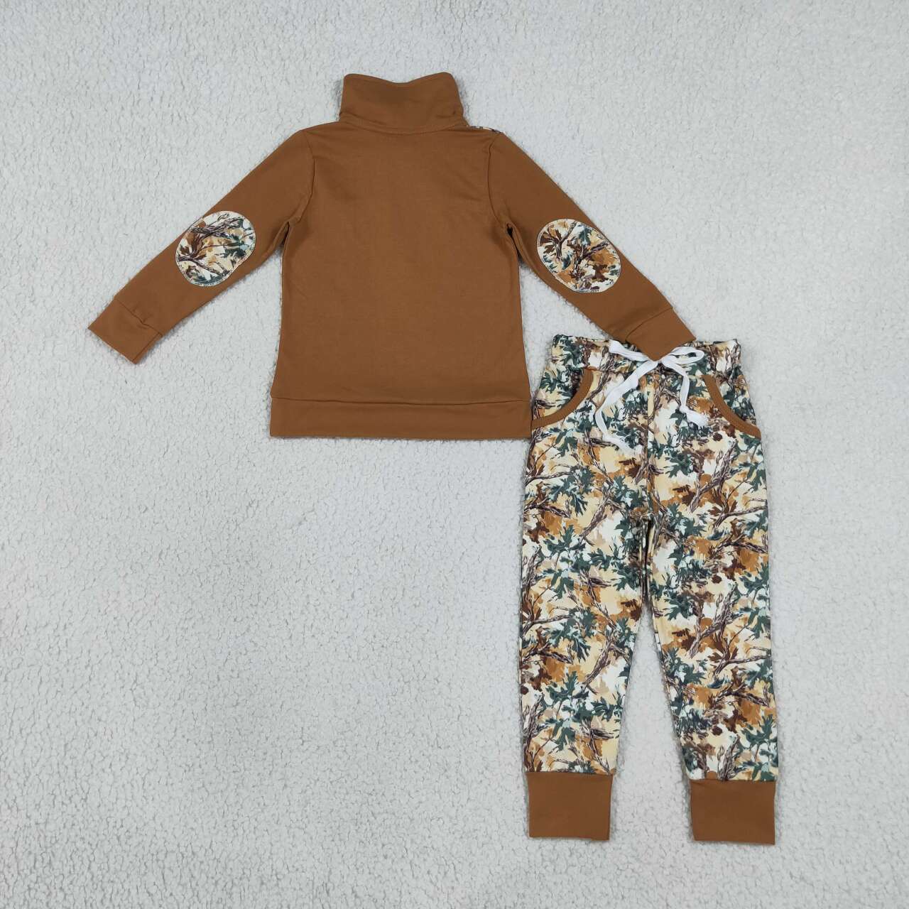 Sibling Baby Boys Camo Zipper Pullover Top Jogger Outfit