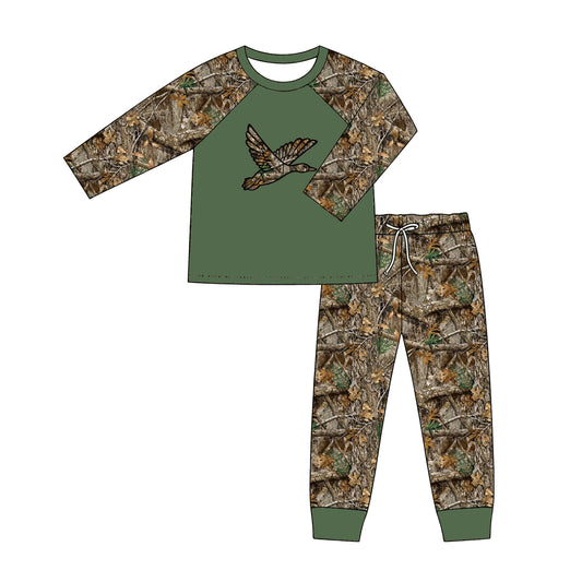 5.8 BLP1457 Preorder Duck Green Long Sleeve Top Branch Camo Pants Boys Clothes Set