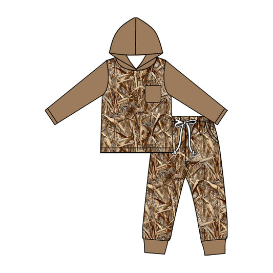 5.11 Toddler Boys Straw Duck Long Sleeve Hoodie Top with Jogger Outfit Preorder