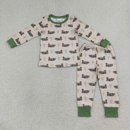 BLP1482 Camo Duck Print Baby Boys Long Sleeve Pajamas Clothes Set