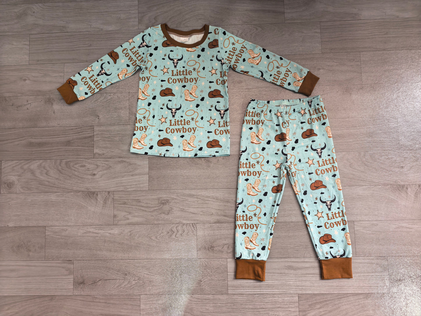 6.27 Preorder BLP1485 Little Cowboy Boots Print Boys Western Pajamas Clothes Set