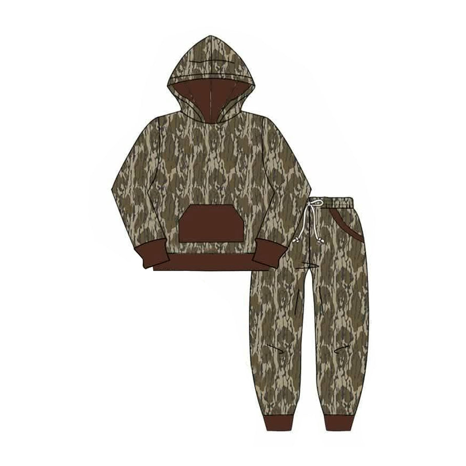 7.20 BLP1508 Preorder Camo Hoodie Top Pockets Pants Boys Fall Clothes Set