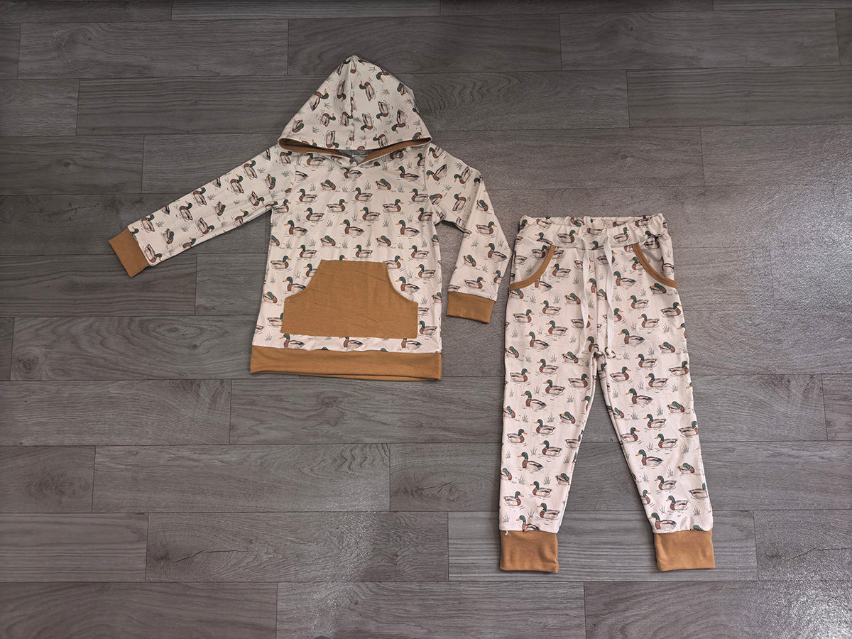7.20 BLP1510 Preorder Duck Hoodie Top Pockets Pants Boys Fall Clothes Set