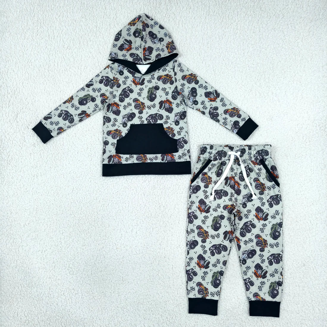 Sibling Kids Boys Excavators Motors Ducks Camo Hoodie Jogger Outfit