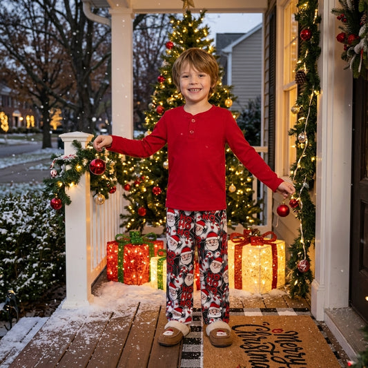 BLP1513 Red Top HOHOHO Santa Pants Baby Boys Christmas Clothes Set