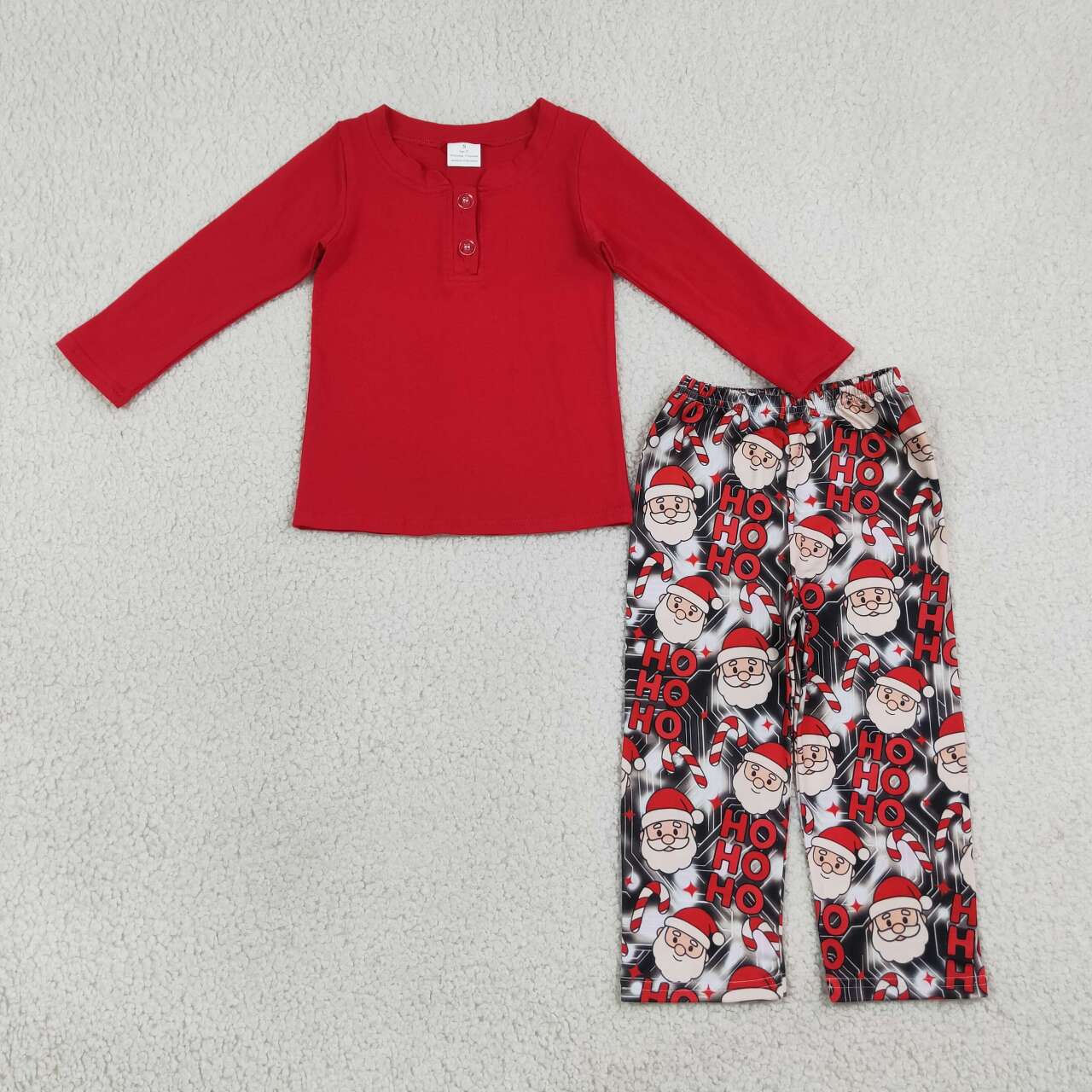 BLP1513 Red Top HOHOHO Santa Pants Baby Boys Christmas Clothes Set