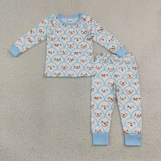 Sibling Baby Boys Winter Snowmen Long Sleeve Pajama Set +Zipper Romper