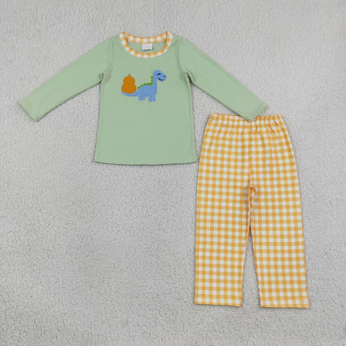 Sibling Baby Boys Embroidery Dinosaur Pumpkin Outfit and Romper