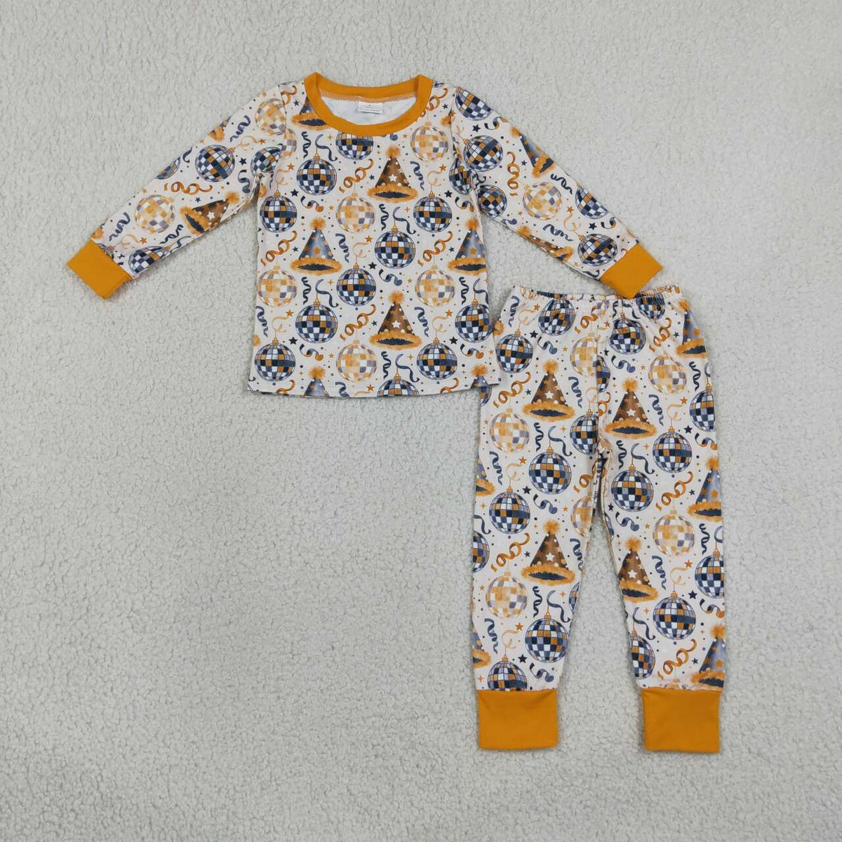 BLP1534 Disco Ball Stars Print Boys Happy New Year Pajamas Clothes Set