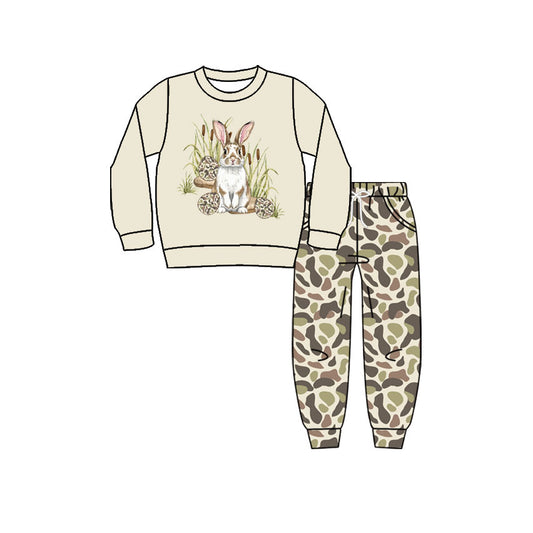 8.27 BLP1597 Preorder Bunny Eggs Top Camo Pockets Pants Boys Easter Clothes Set
