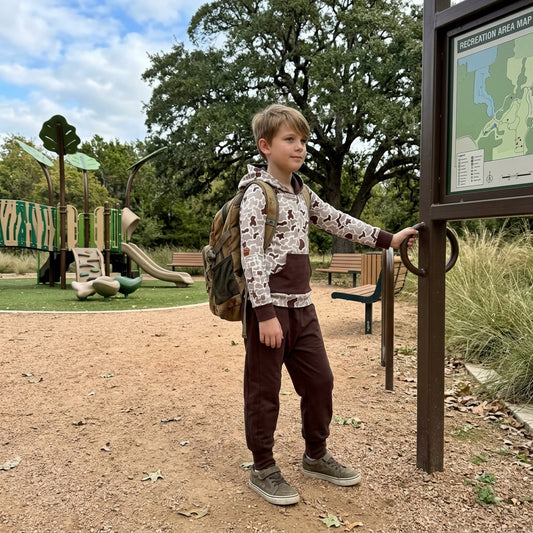 BLP1598 Camo Pocket Hoodie Top with Jogger Toddler Boys Clothes Set