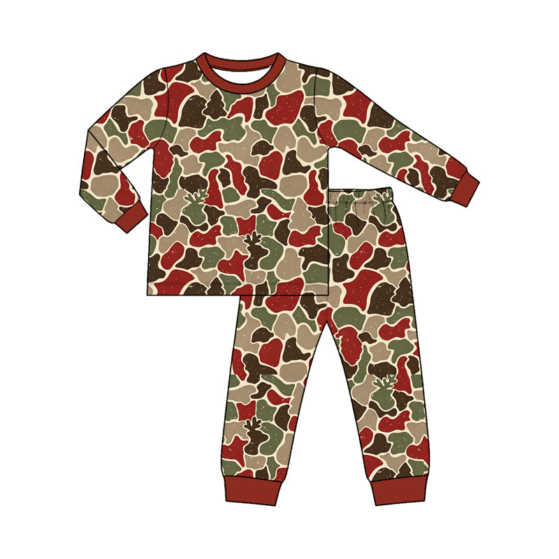 9.14 Baby Boys Christmas Red Green Camo Long Sleeve Pajama Set