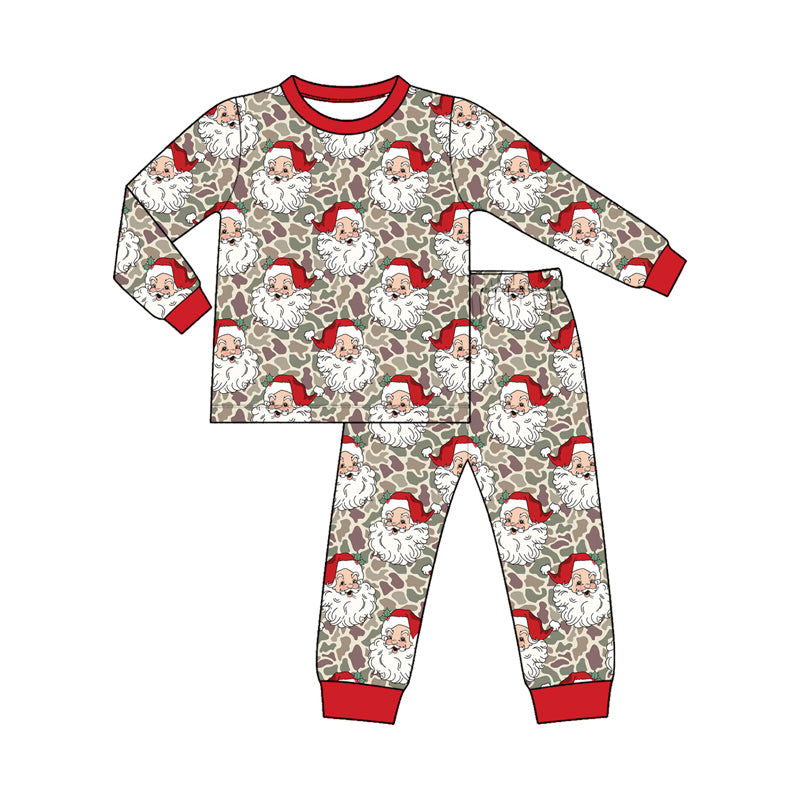 9.14 Preorder BLP1613 Baby Boys Christmas Santa Camo Long Sleeve Pajama Set