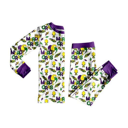 9.17  BLP1618 Preorder Baby Boys Mardi Gras Feather Pajama Set
