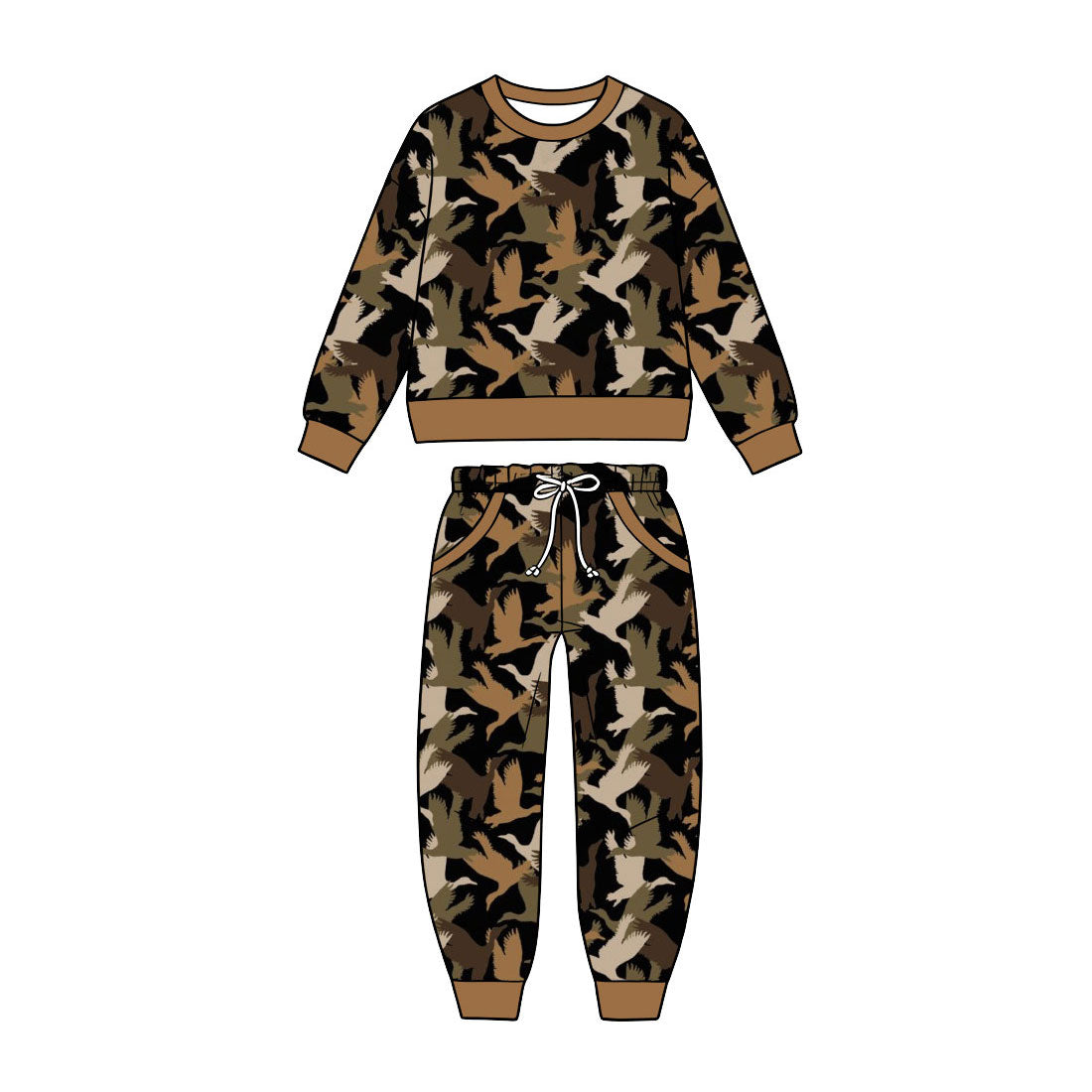 BLP1627 Baby Boys Mallard Duck Long Sleeve Top with Pocket Jogger Outfit