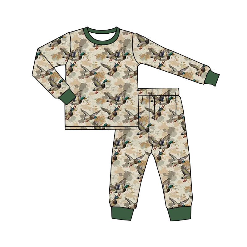 9.24 Preorder BLP1630 Kids Boys Camo Mallard Duck Long Sleeve Pajama Set