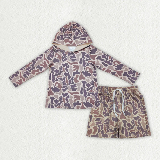 Baby Boys Khaki Camo Hoodie Top Pockets Shorts Southern Outfit