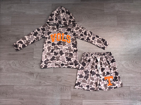 7.23 Preorder BLS0049 Baby Boys Vols Sport Team Camo Hoodie top with Shorts Outfit
