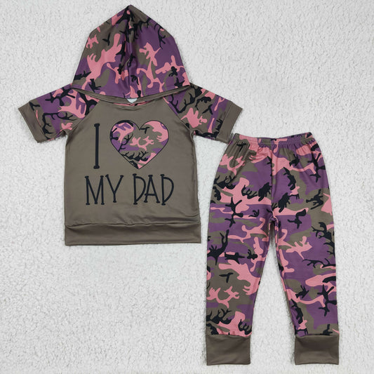 BSPO0037 I LOVE MY DAD Hoodie Top Camo Pants Boys Clothes Set