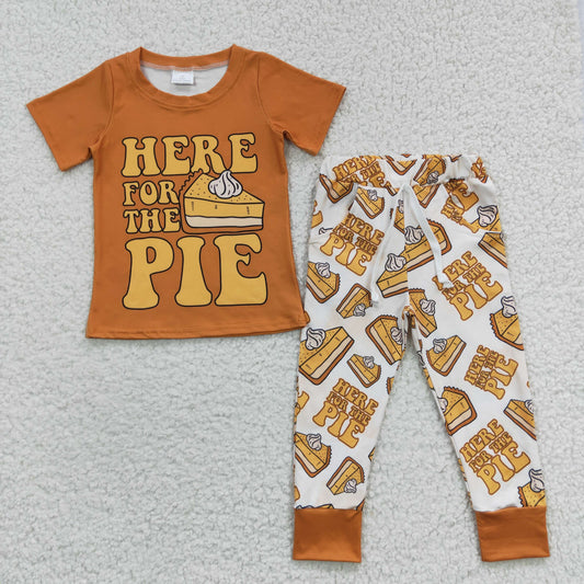 BSPO0118 Here For The Pie Print Boys Thanksgiving Clothes Set