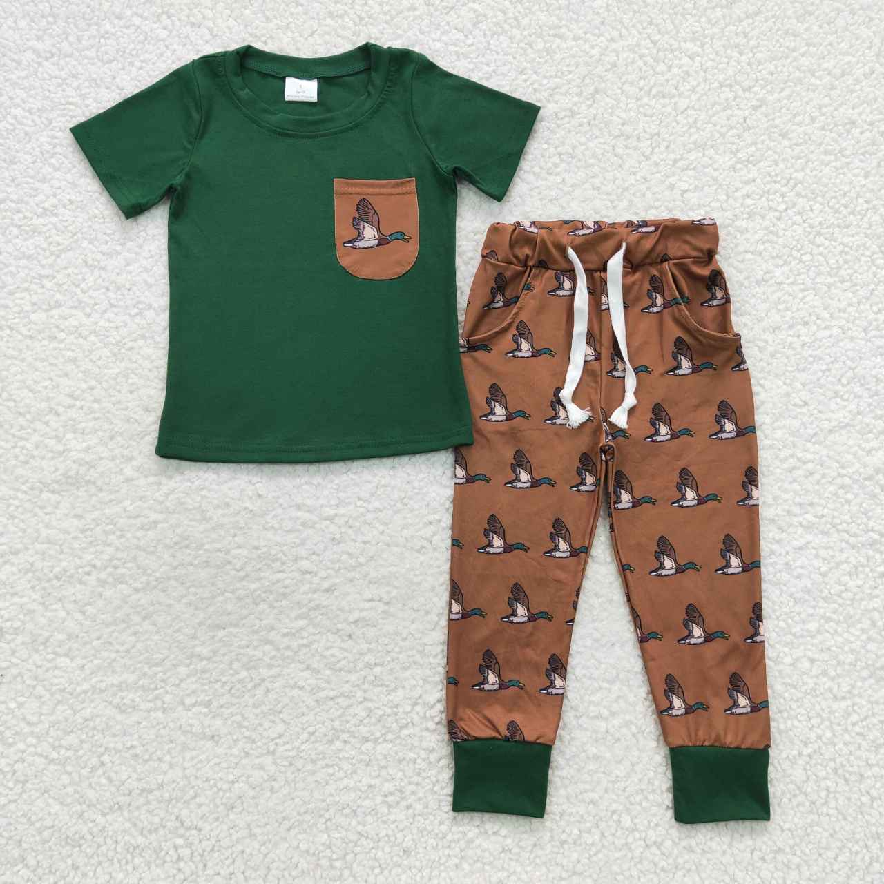 Sibling Baby Boys Short Sleeve Dogs Ducks Top Pants Hunting Pajamas Clothes Sets