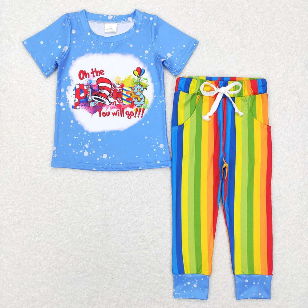 Sibling Baby Boys Cat Dr Reading Top Pants Outfit