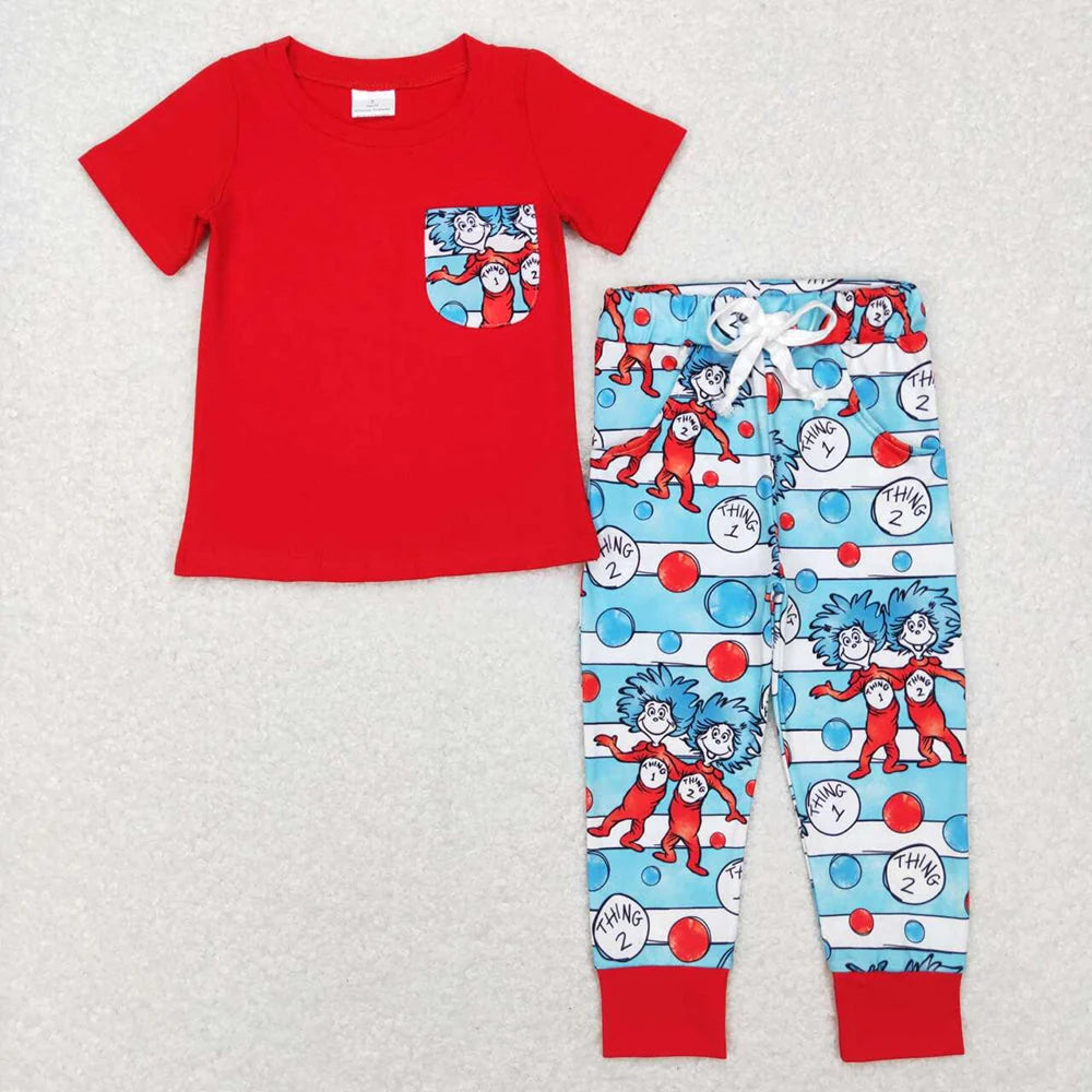 Sibling Baby Boys Cat Dr Reading Top Pants Outfit