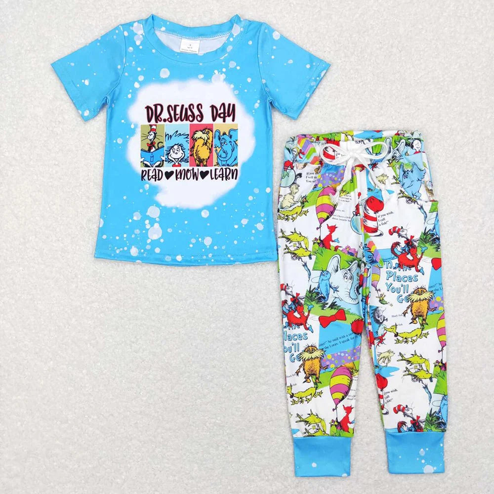 Sibling Baby Boys Cat Dr Reading Top Pants Outfit