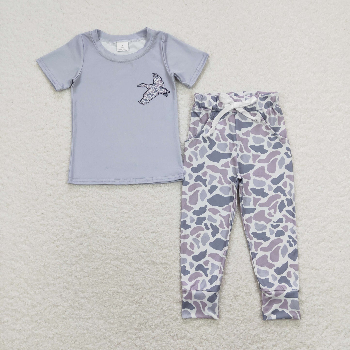 Sibling Baby Boys Short Sleeve Dogs Ducks Top Pants Hunting Pajamas Clothes Sets
