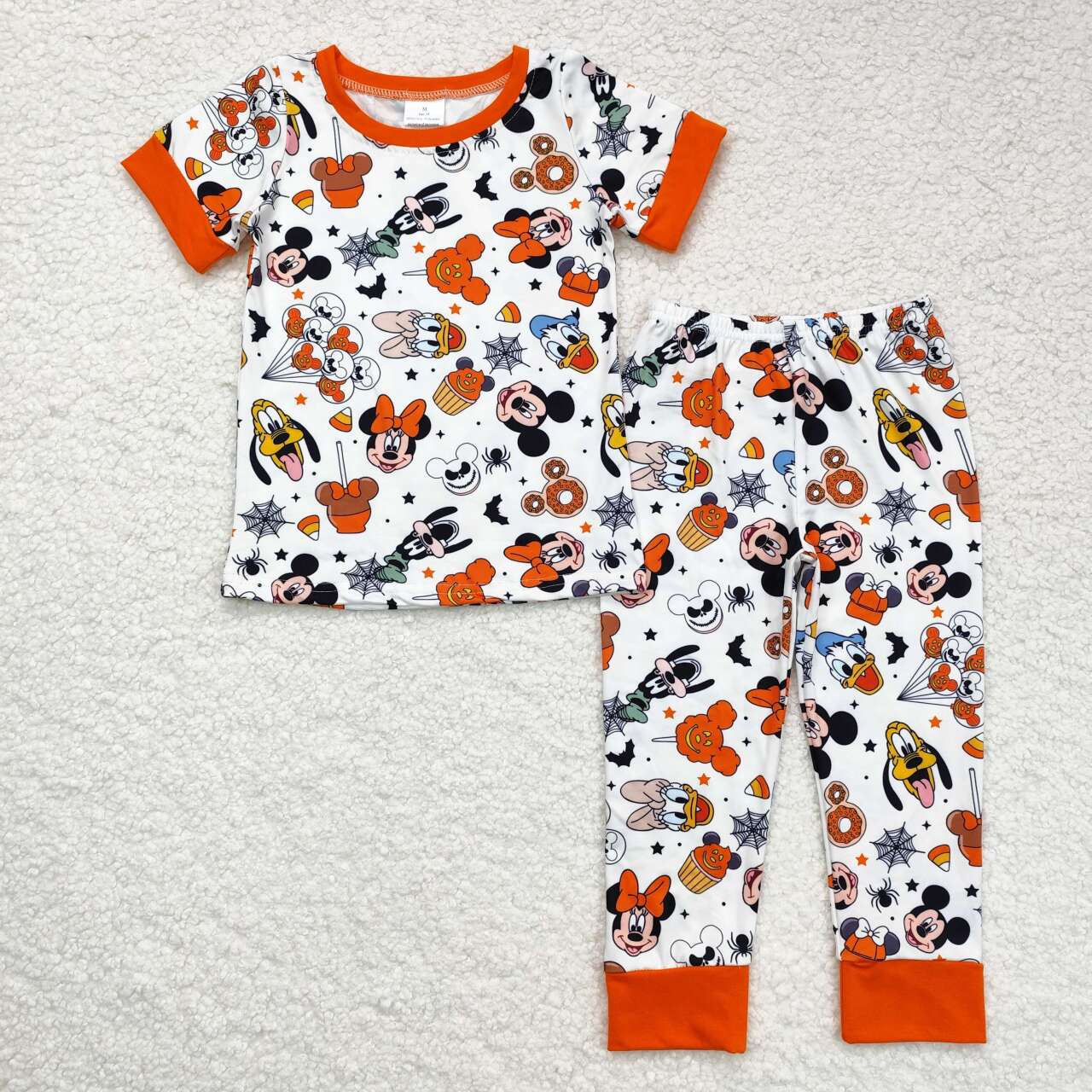 BSPO0390 Cartoon Mouse Web Candy Print Boys Halloween Pajamas Clothes Set