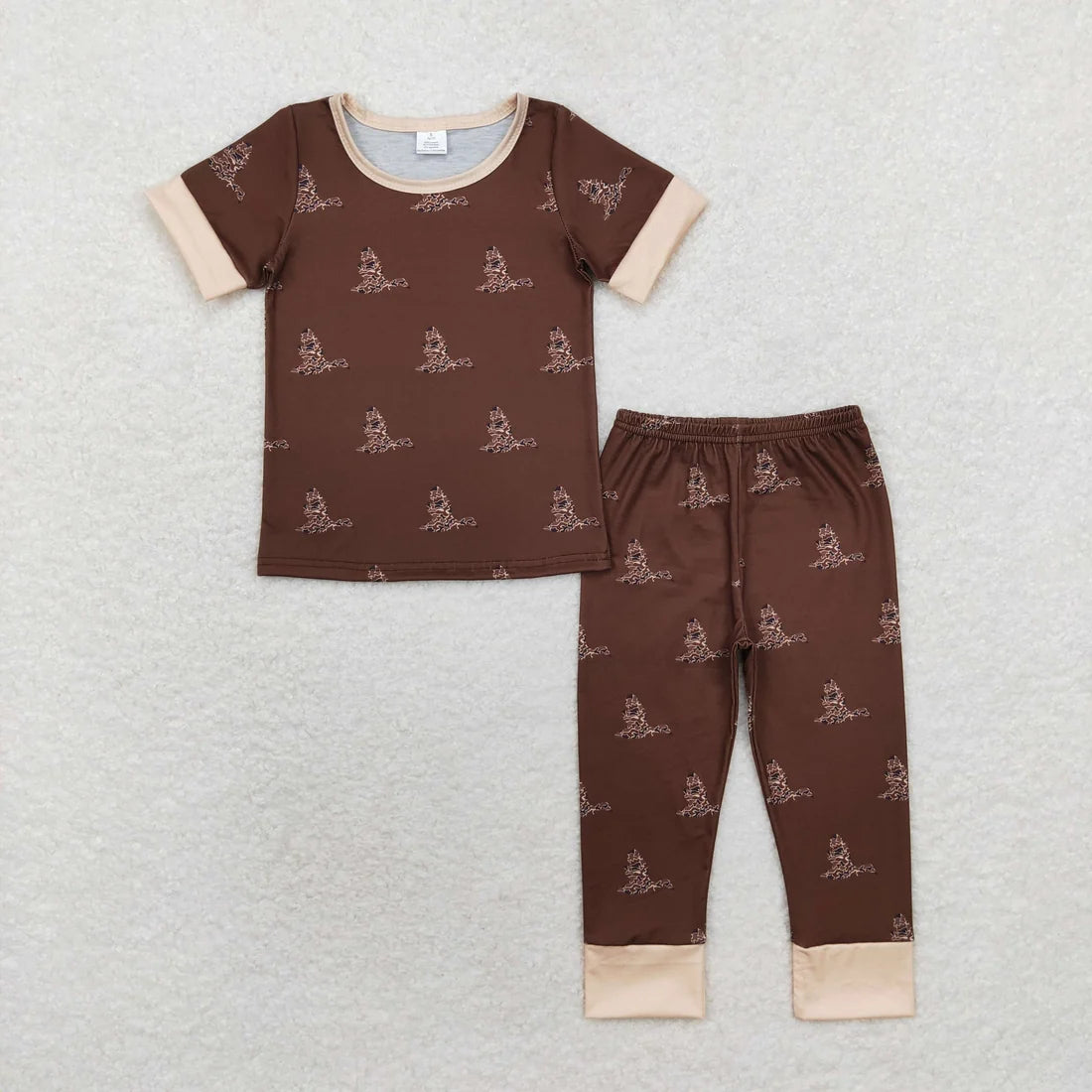 Sibling Baby Boys Hunting Deer Camo Short Sleeve Top Pants Pajama Set