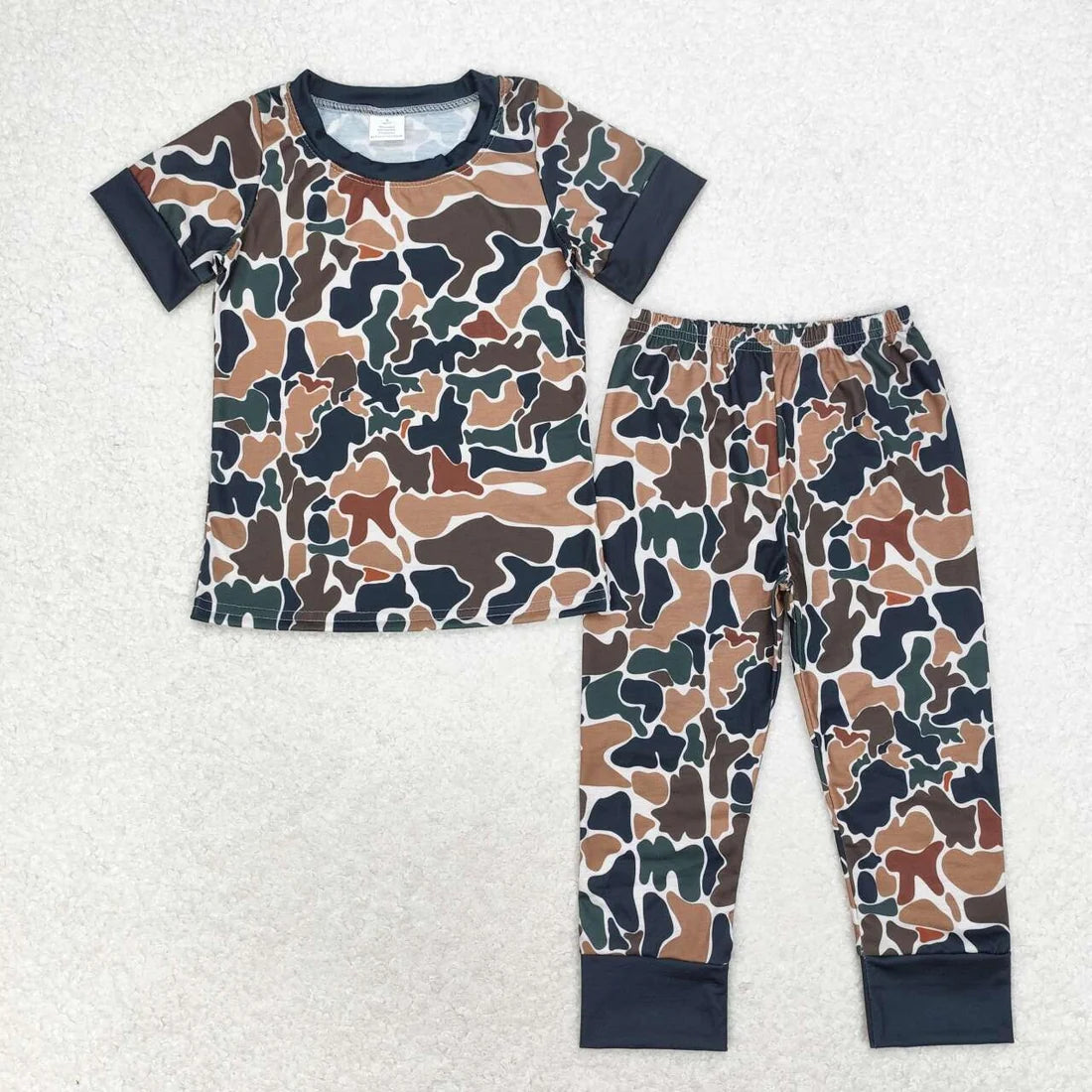 Sibling Baby Boys Hunting Deer Camo Short Sleeve Top Pants Pajama Set