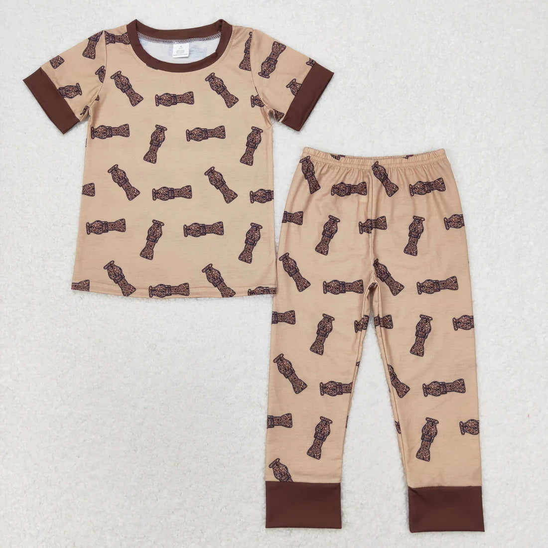Sibling Baby Boys Hunting Deer Camo Short Sleeve Top Pants Pajama Set