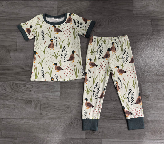 8.20 BSPO0519 Preorder Kids Boys Mallard Duck Short Sleeve Pants Pajama Set