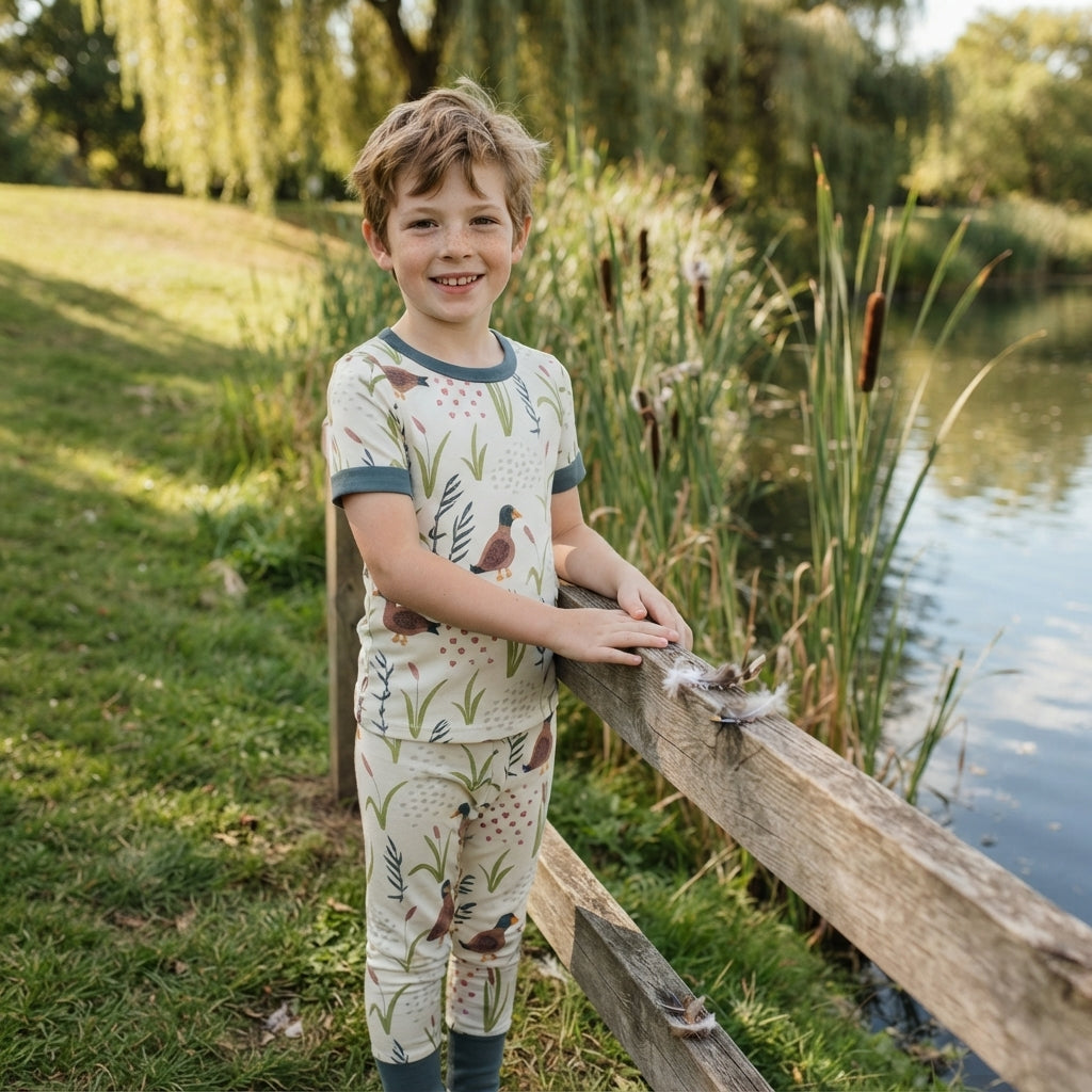BSPO0519 Duck Print Boys Pajamas Clothes Set